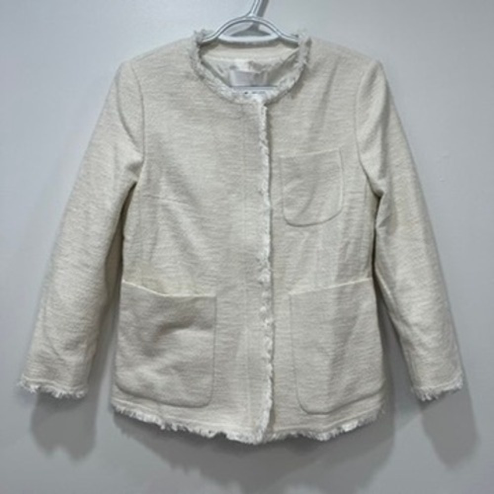 Hugo Boss Womens Jacket 4 NWT $545 White Open Front Fringe Designer‎ Coat